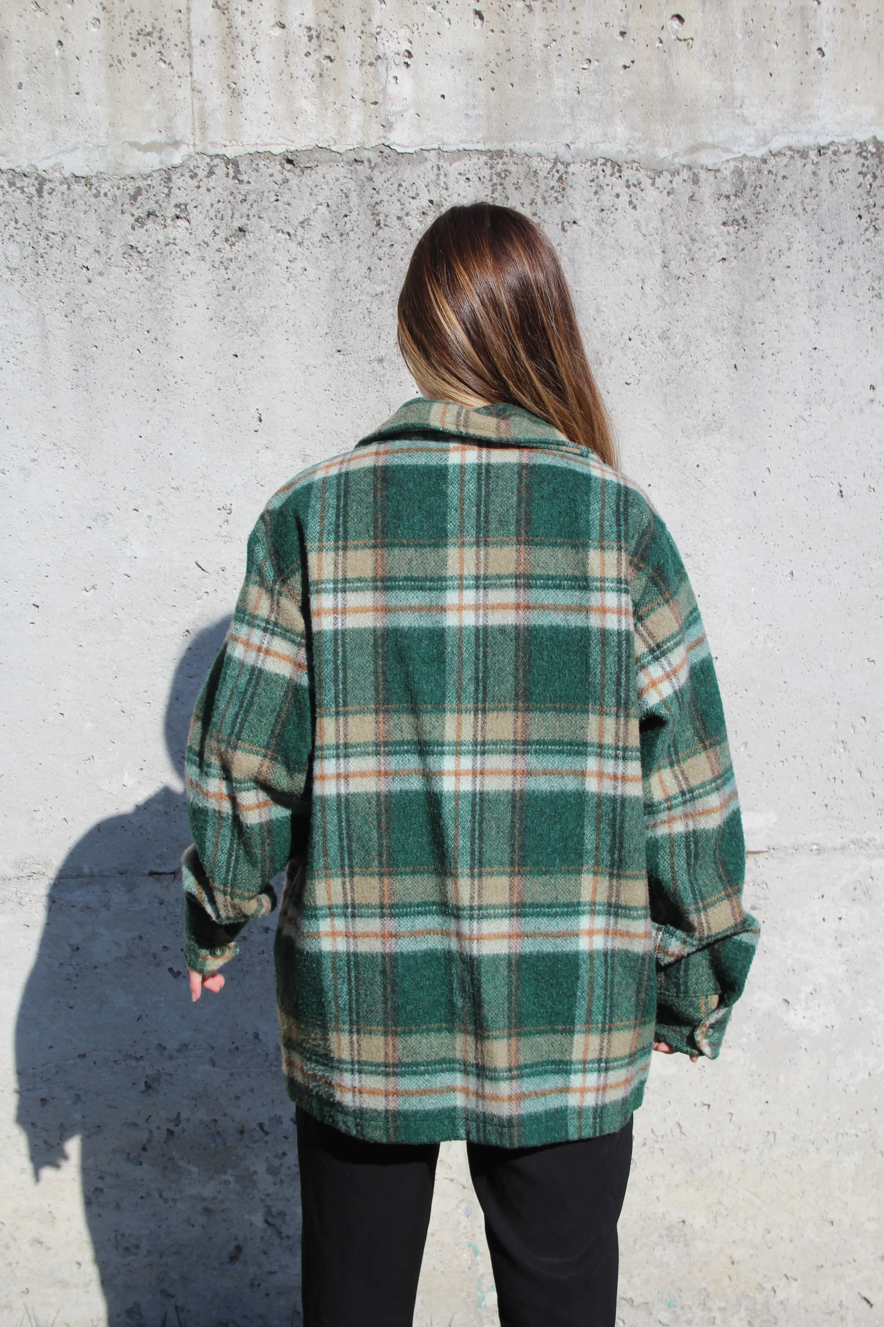 70s Plaid Wool Jacket L/XL