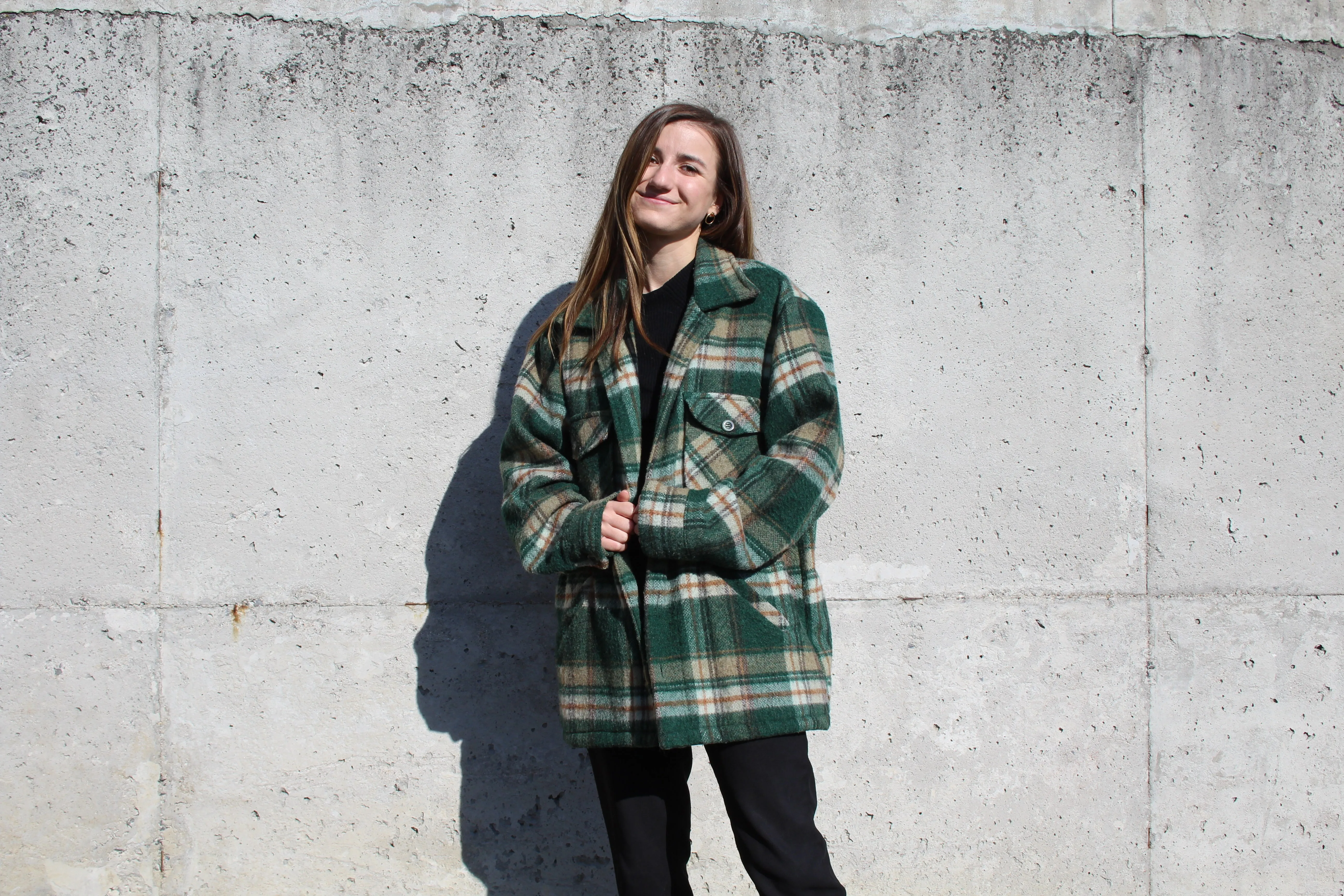 70s Plaid Wool Jacket L/XL