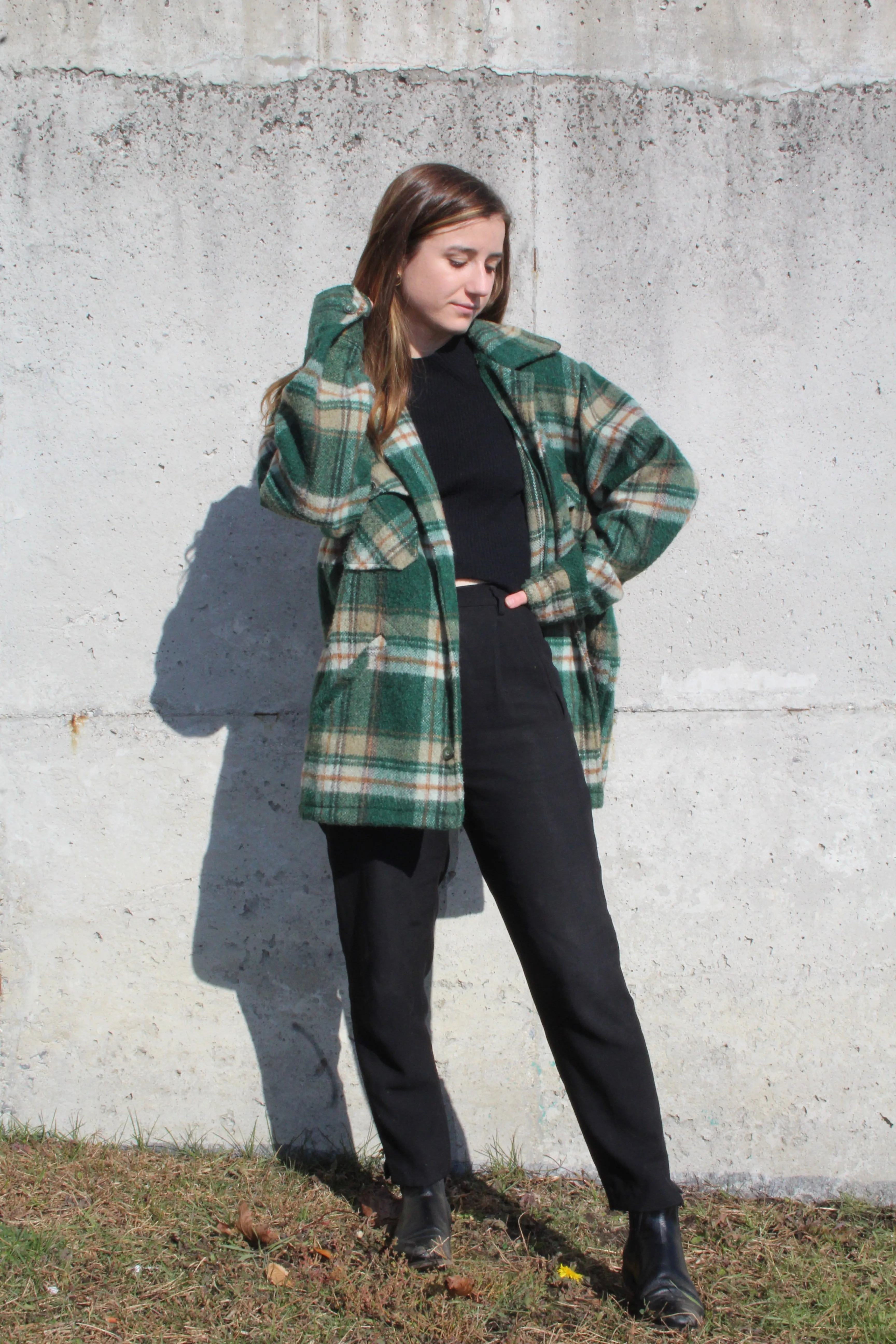70s Plaid Wool Jacket L/XL