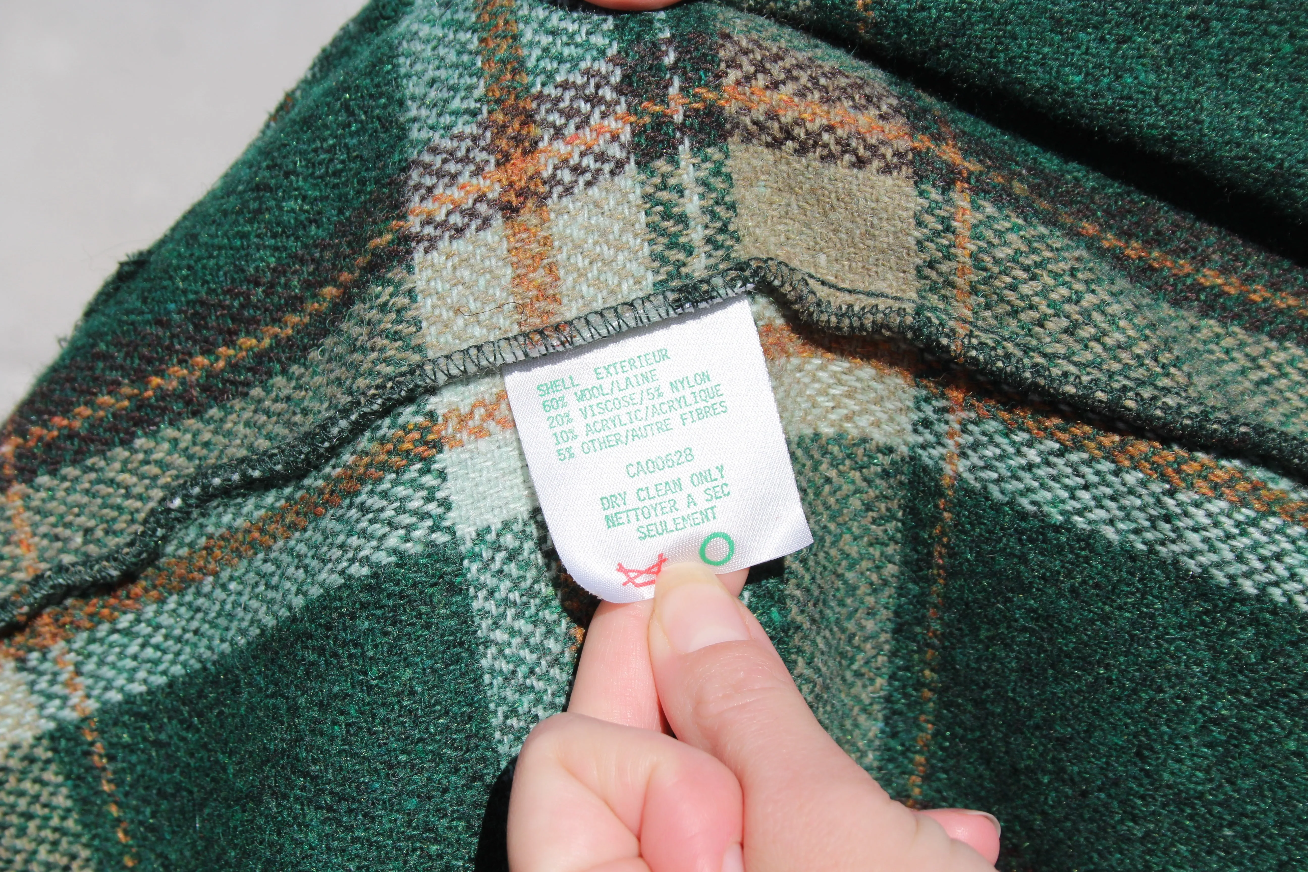 70s Plaid Wool Jacket L/XL