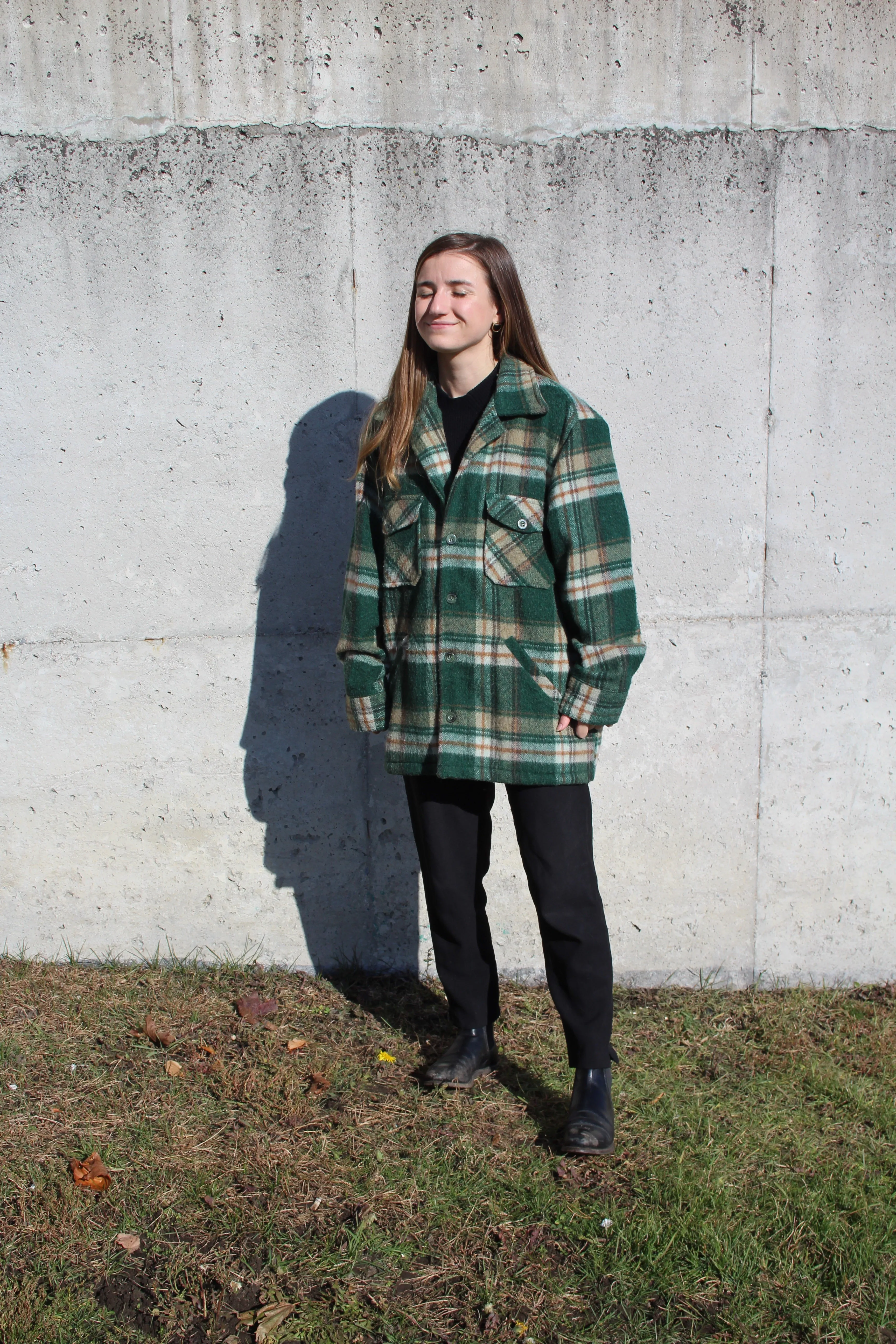 70s Plaid Wool Jacket L/XL