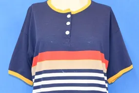 80s Jantzen Blue Striped Henley Ringer t-shirt Women's Large
