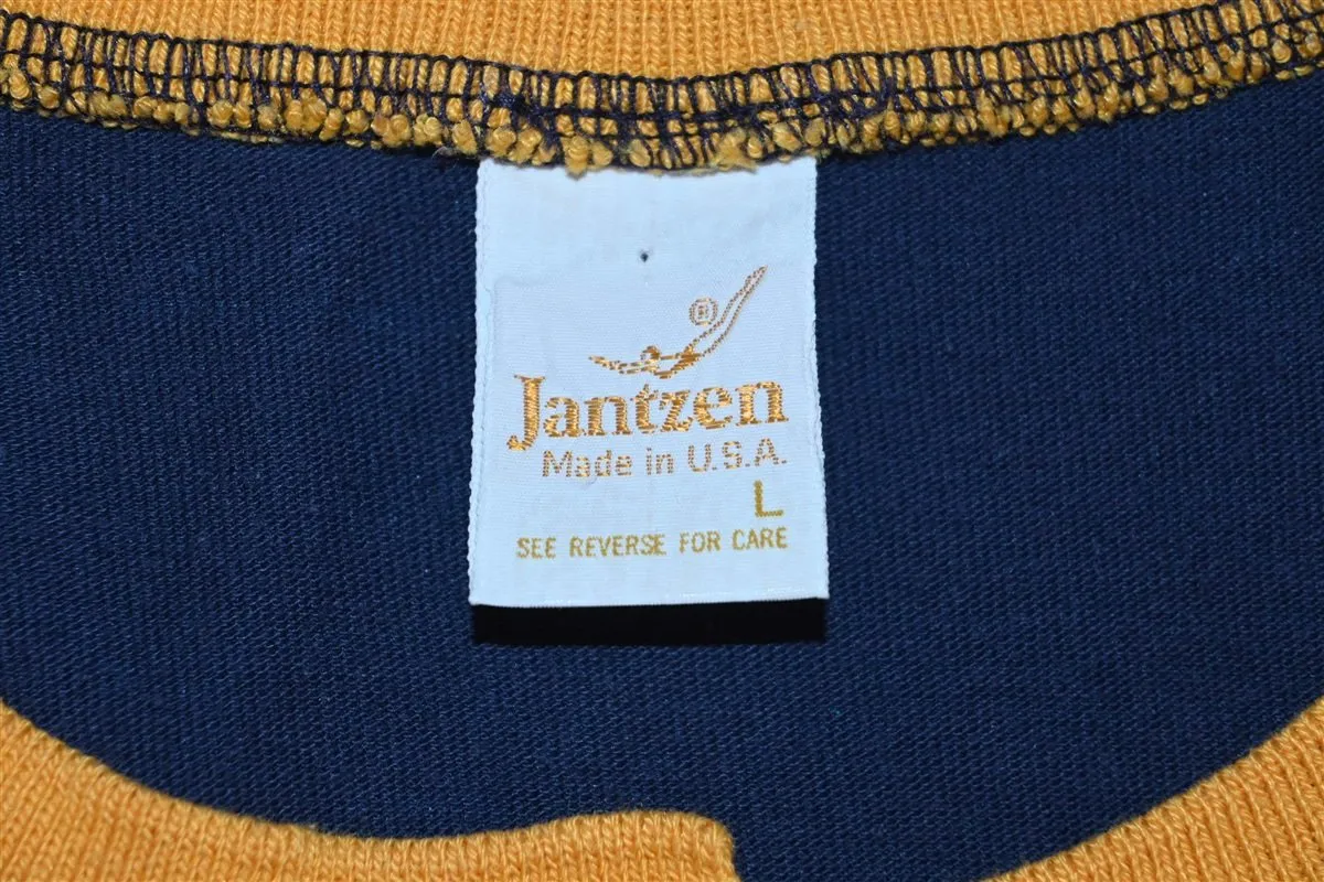 80s Jantzen Blue Striped Henley Ringer t-shirt Women's Large