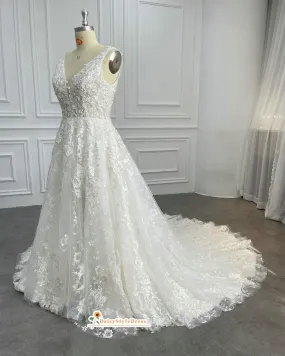 A line Luxury French Lace Wedding Dress