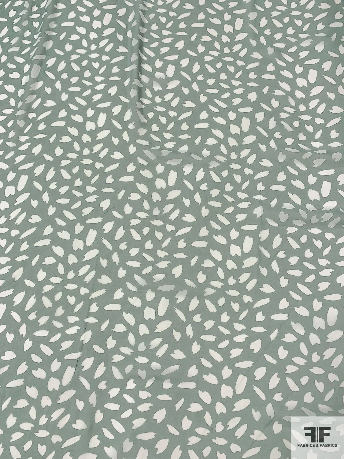 Animal-Like Pattern Printed Polyester Chiffon - Dusty Sage / White