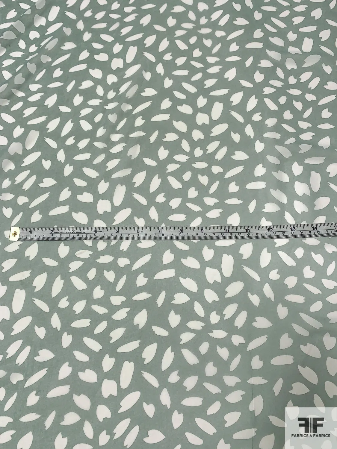 Animal-Like Pattern Printed Polyester Chiffon - Dusty Sage / White