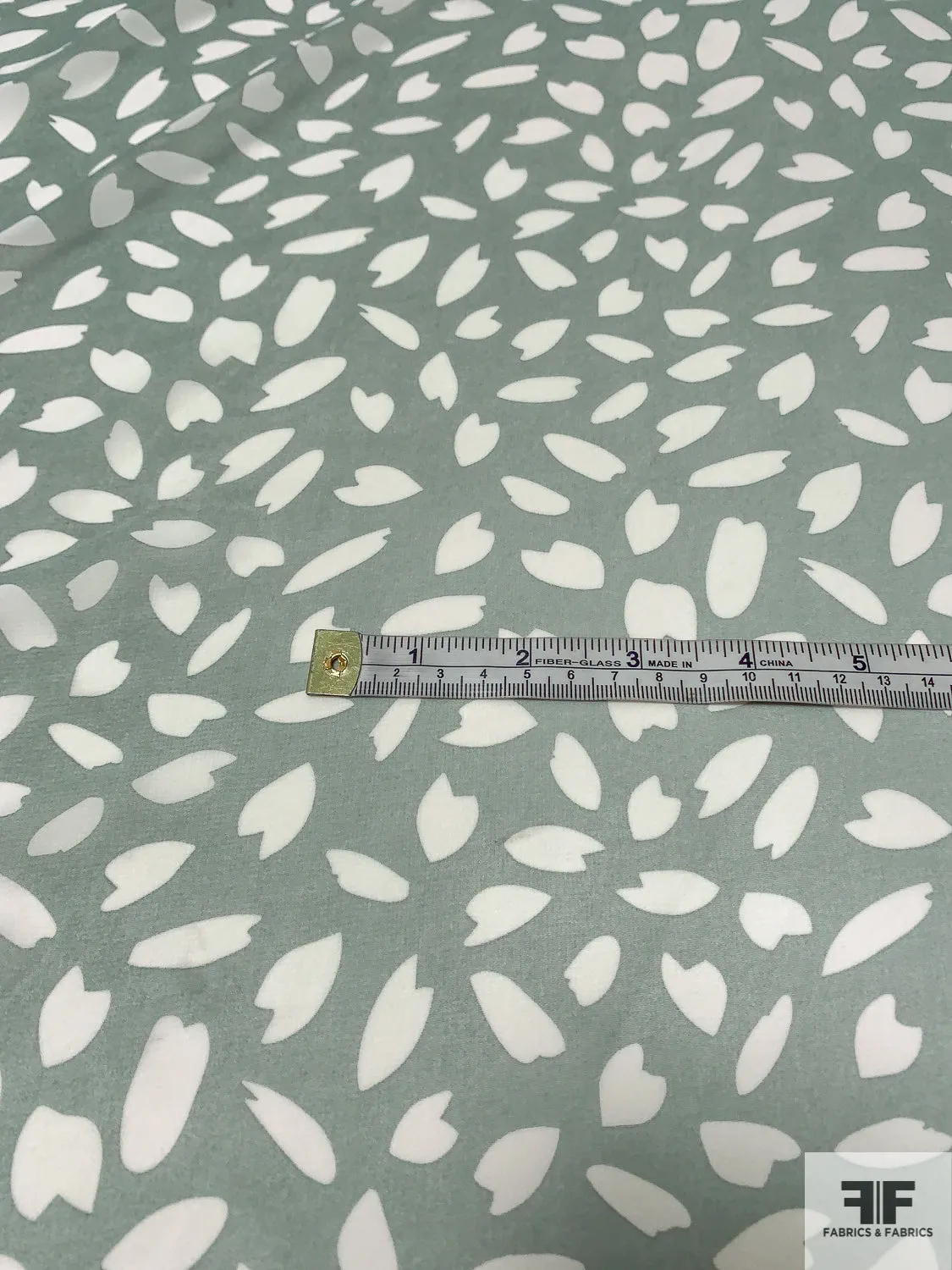 Animal-Like Pattern Printed Polyester Chiffon - Dusty Sage / White
