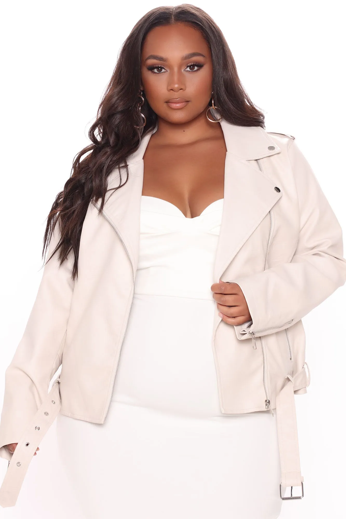 Araxie Vegan Leather Jacket - Beige