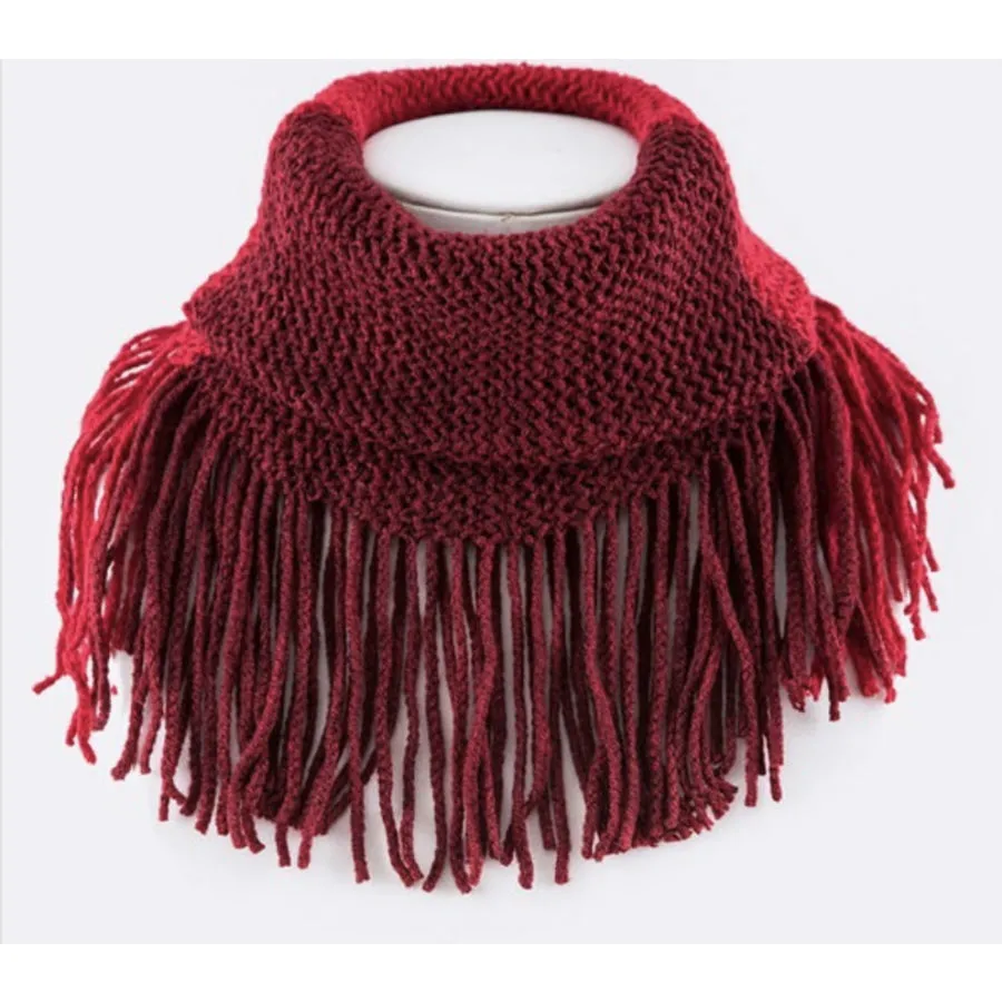 Base Knit Fringe Infinity Scarf