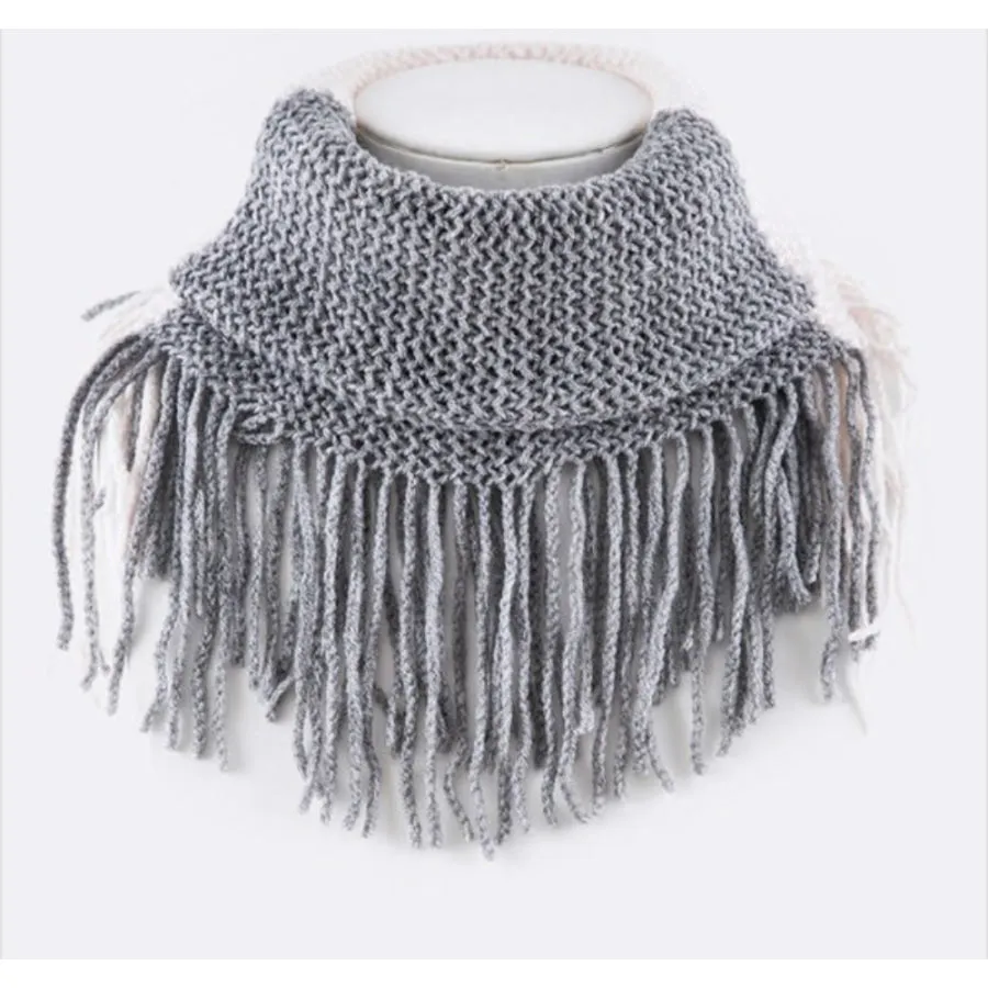 Base Knit Fringe Infinity Scarf