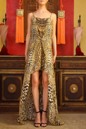 Black and Gold Cheetah Print Slip Dress