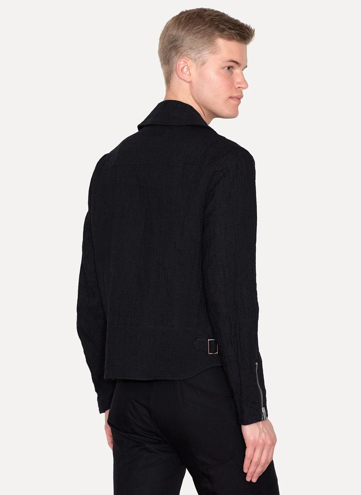 Black Burgundy Linen Cotton Perfecto Jacket