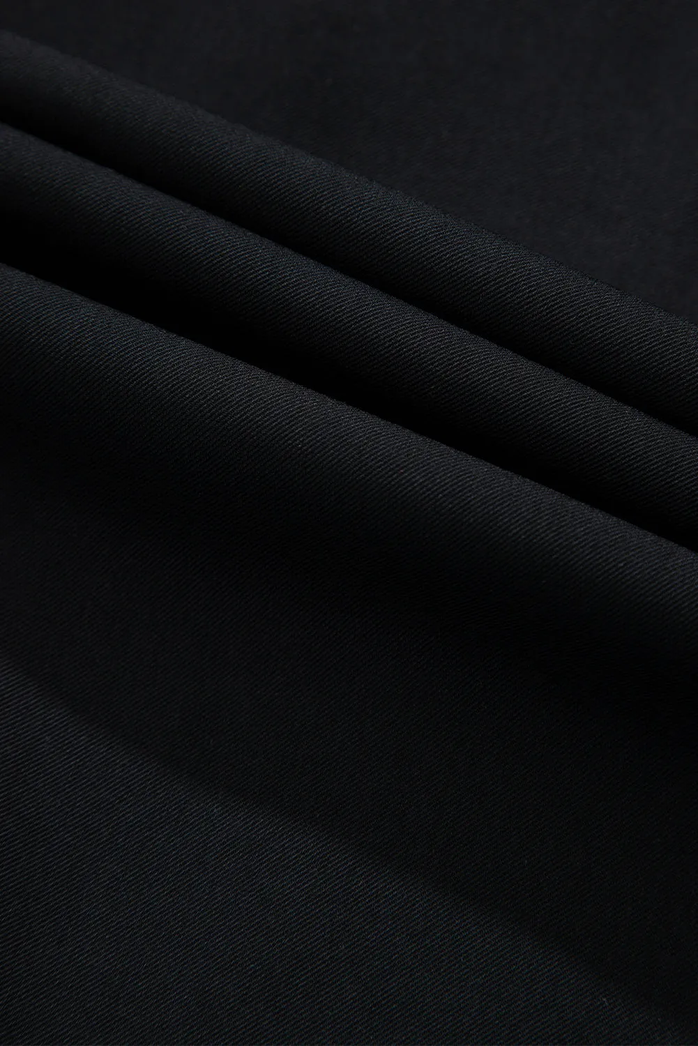 Black Collar Tab Sleeve Zip Up Flap Detail Jacket
