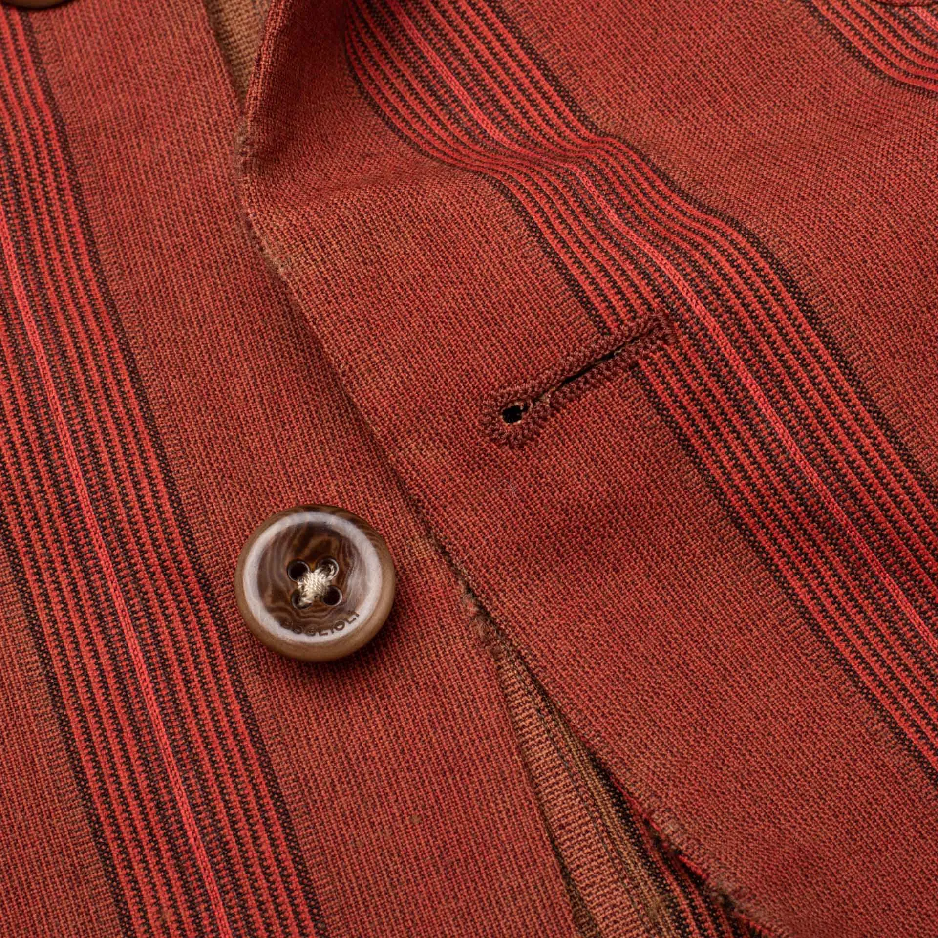 BOGLIOLI Galleria Red Striped Wool-Silk-Linen Unconstructed Jacket 50 NEW US 40
