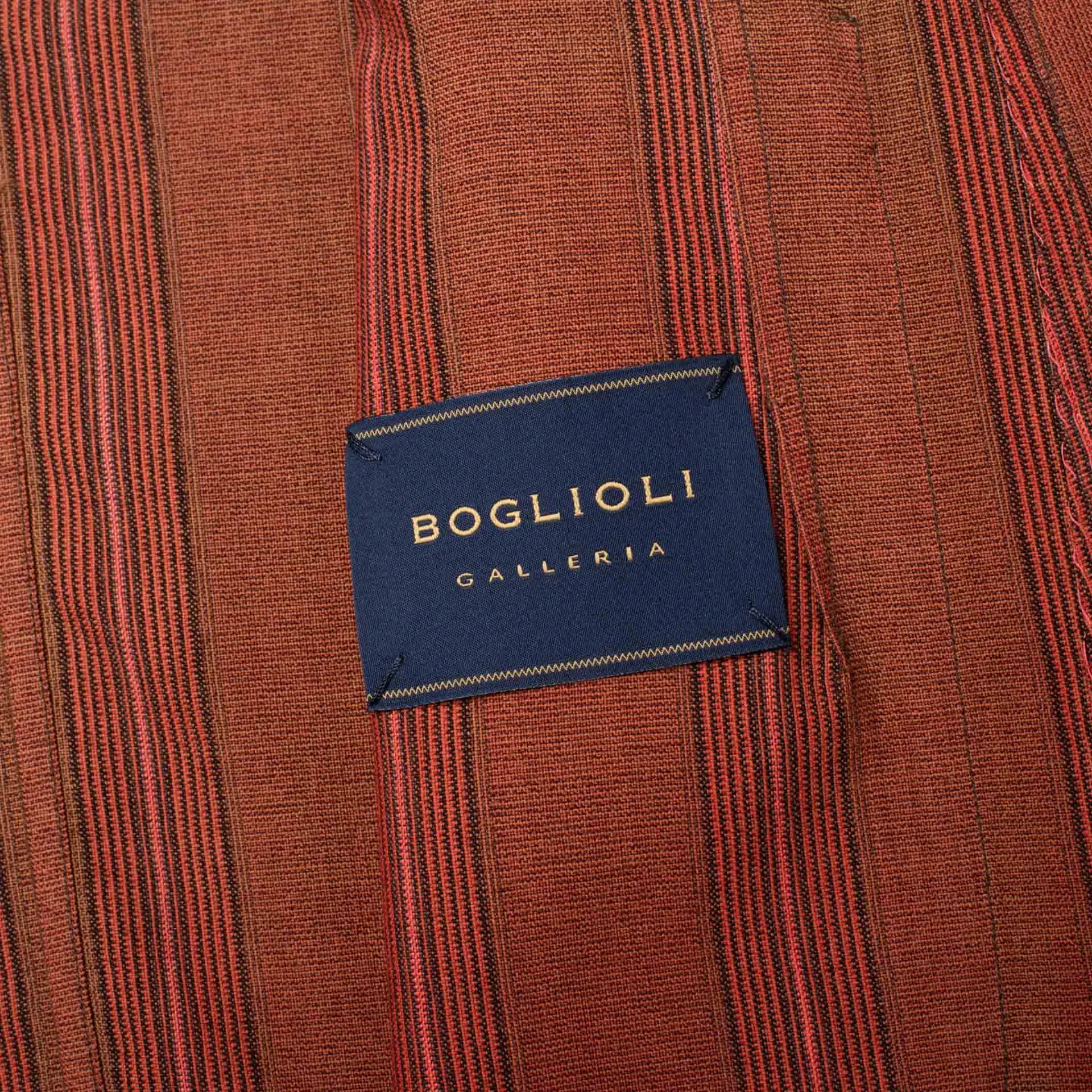 BOGLIOLI Galleria Red Striped Wool-Silk-Linen Unconstructed Jacket 50 NEW US 40