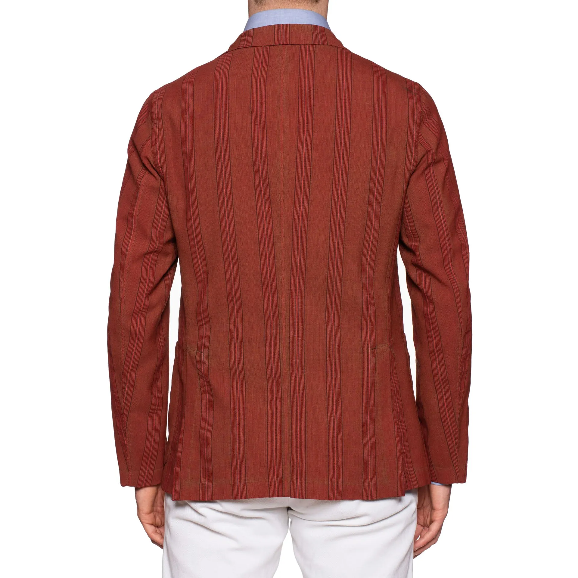 BOGLIOLI Galleria Red Striped Wool-Silk-Linen Unconstructed Jacket 50 NEW US 40