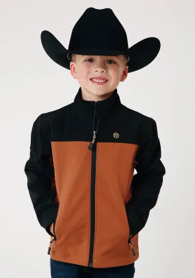 BOYS  CARAMEL SOFTSHELL COMBO  TECH JACKET