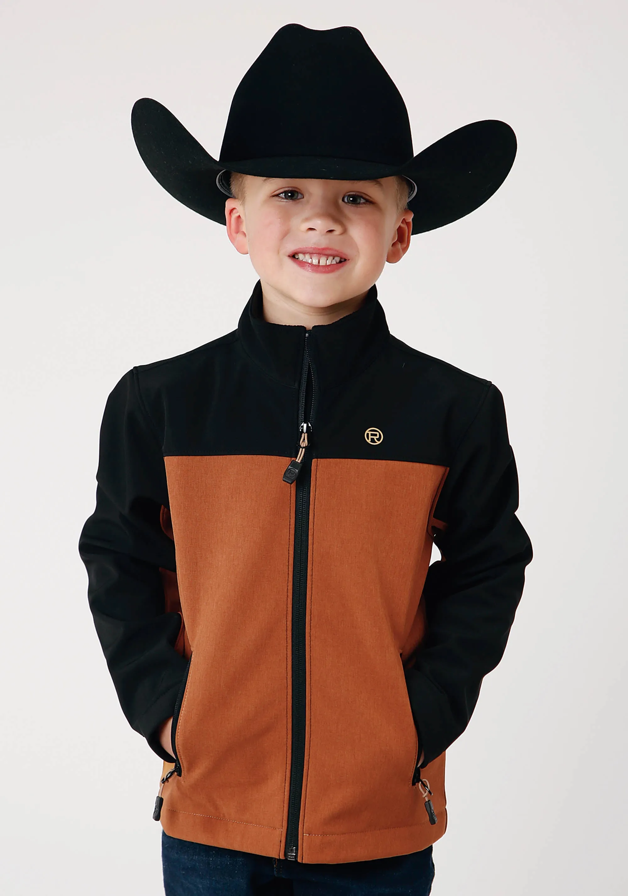 BOYS  CARAMEL SOFTSHELL COMBO  TECH JACKET