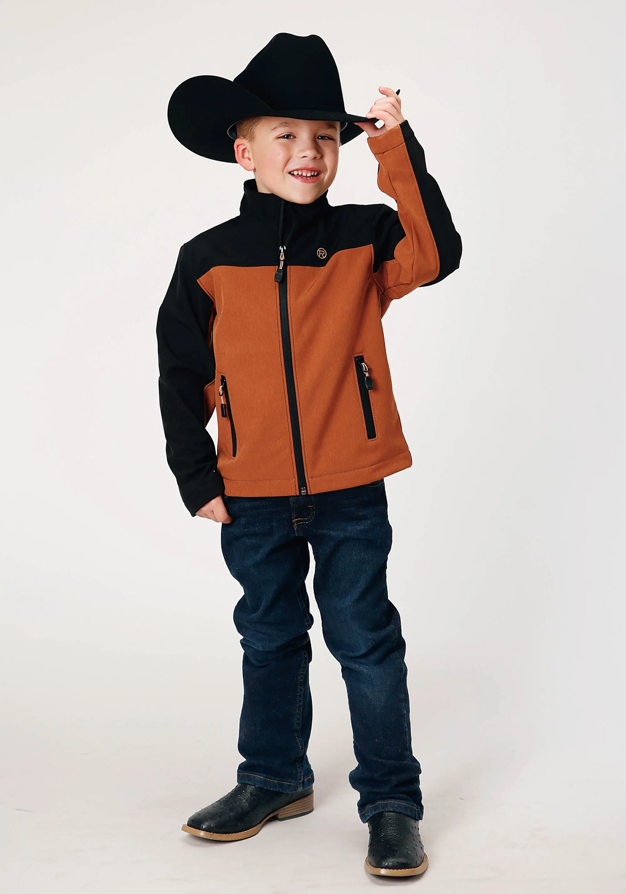 BOYS  CARAMEL SOFTSHELL COMBO  TECH JACKET
