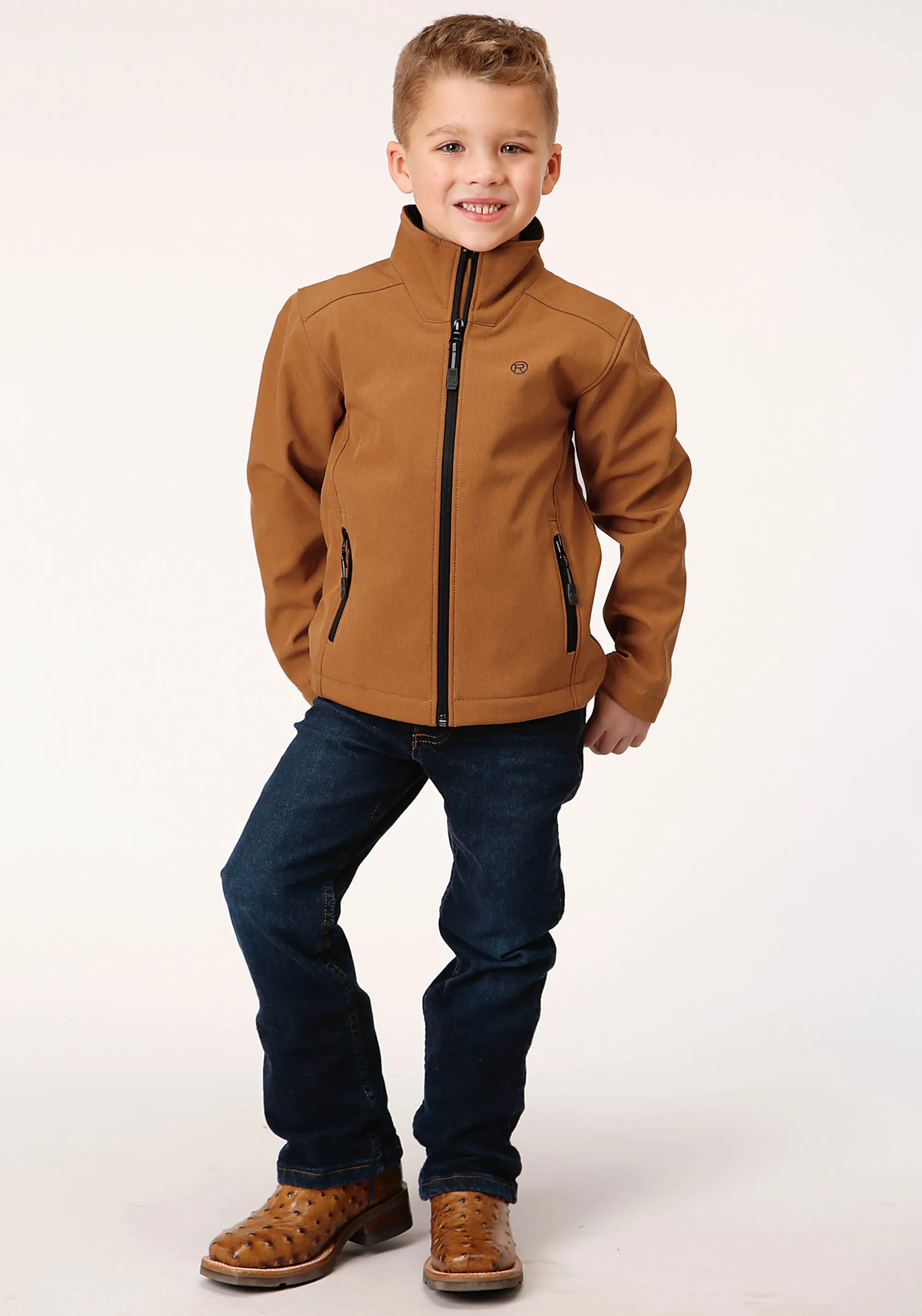 BOYS  CARAMEL SOFTSHELL TECH JACKET
