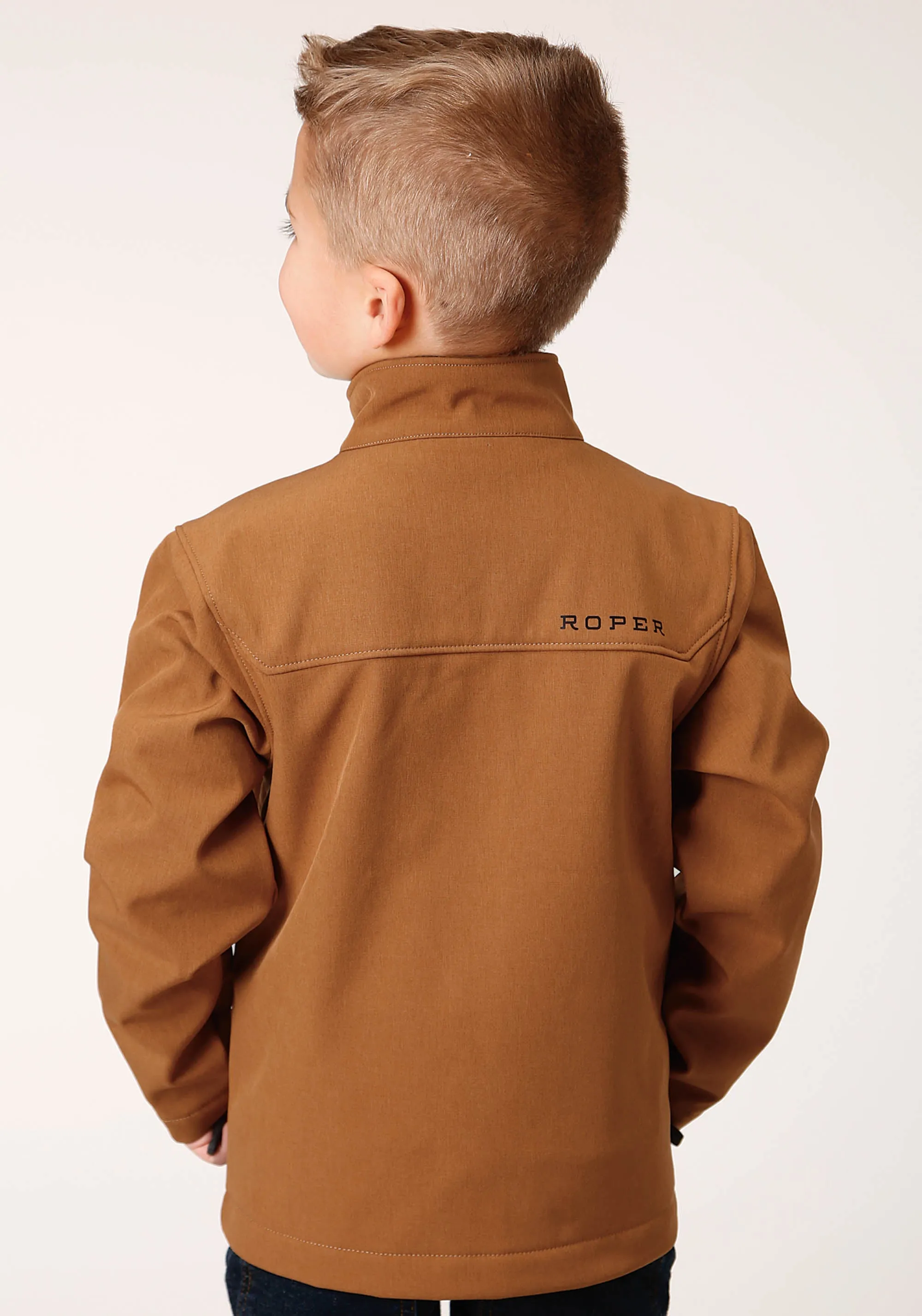 BOYS  CARAMEL SOFTSHELL TECH JACKET