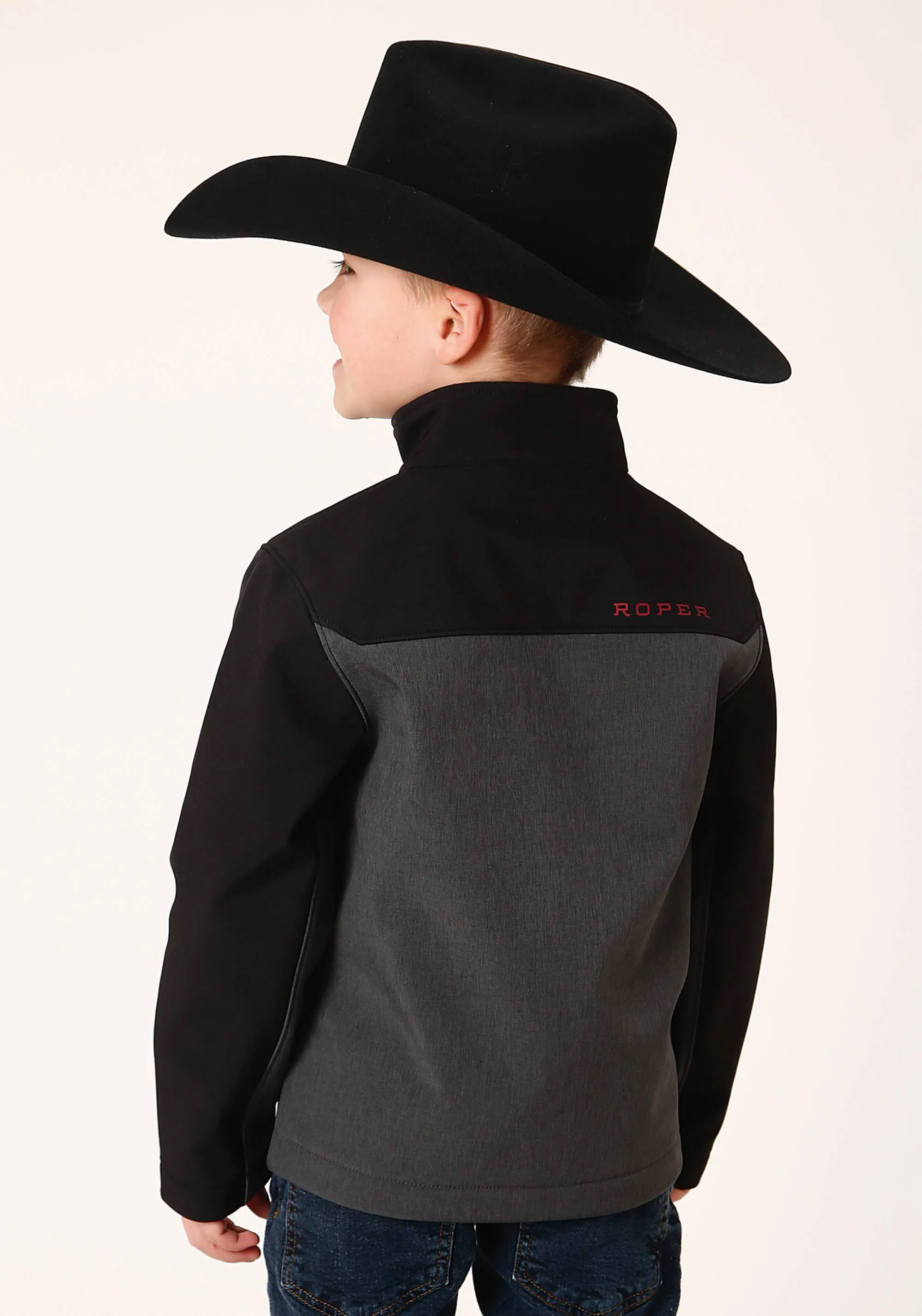 BOYS  GREY BLACK COMBO SOFT SHELL TECH JACKET