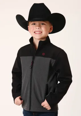 BOYS  GREY BLACK COMBO SOFT SHELL TECH JACKET