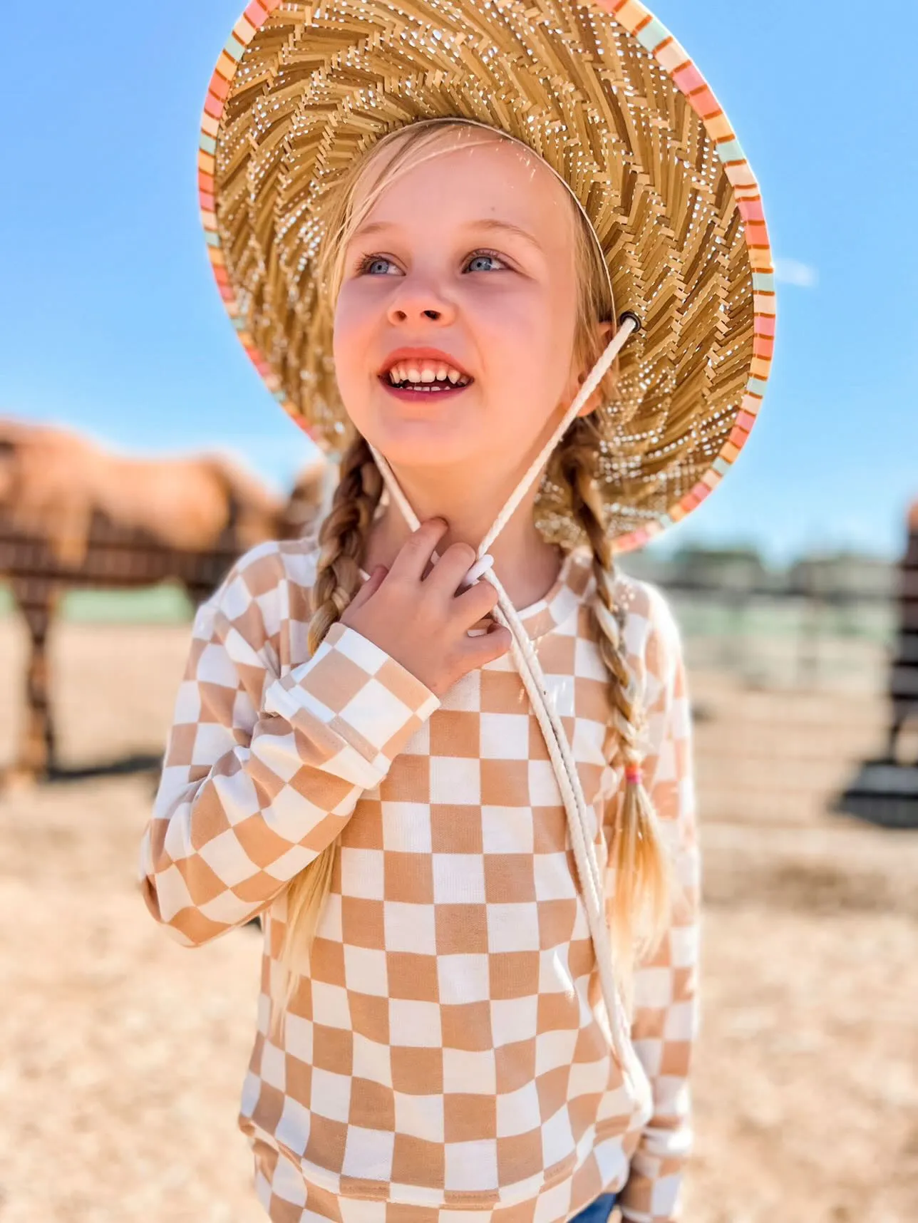 Brokedown Tan Checkered Sweatshirt
