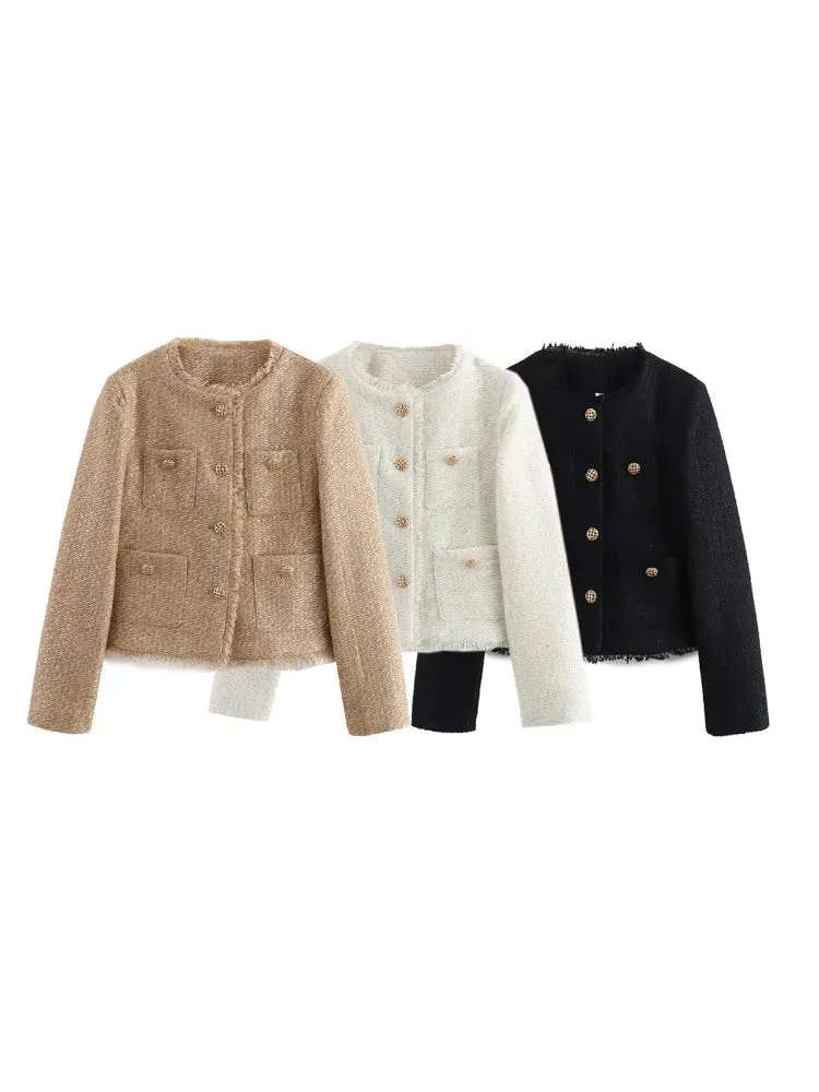 Chic tweed blazer jacket