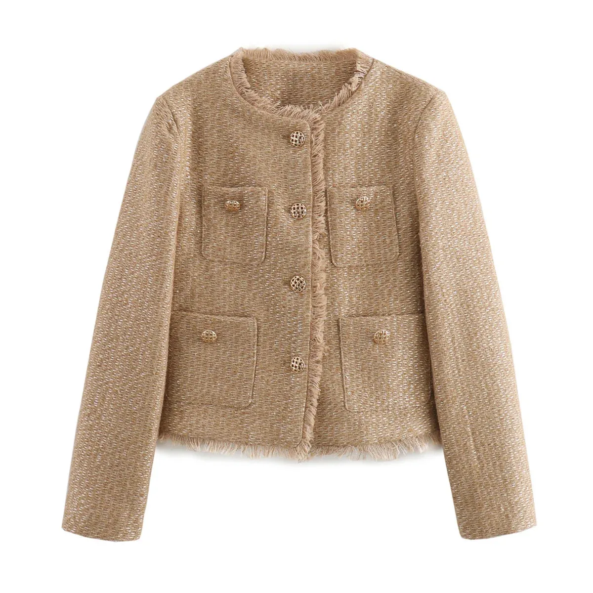Chic tweed blazer jacket