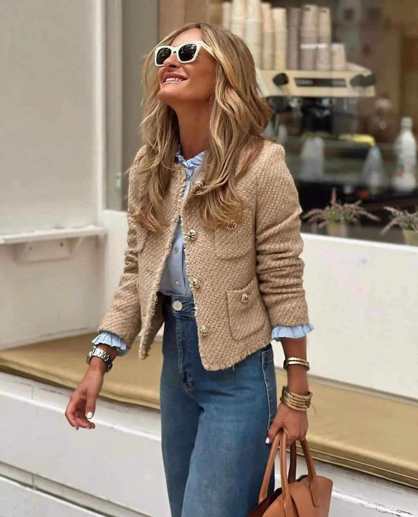 Chic tweed blazer jacket