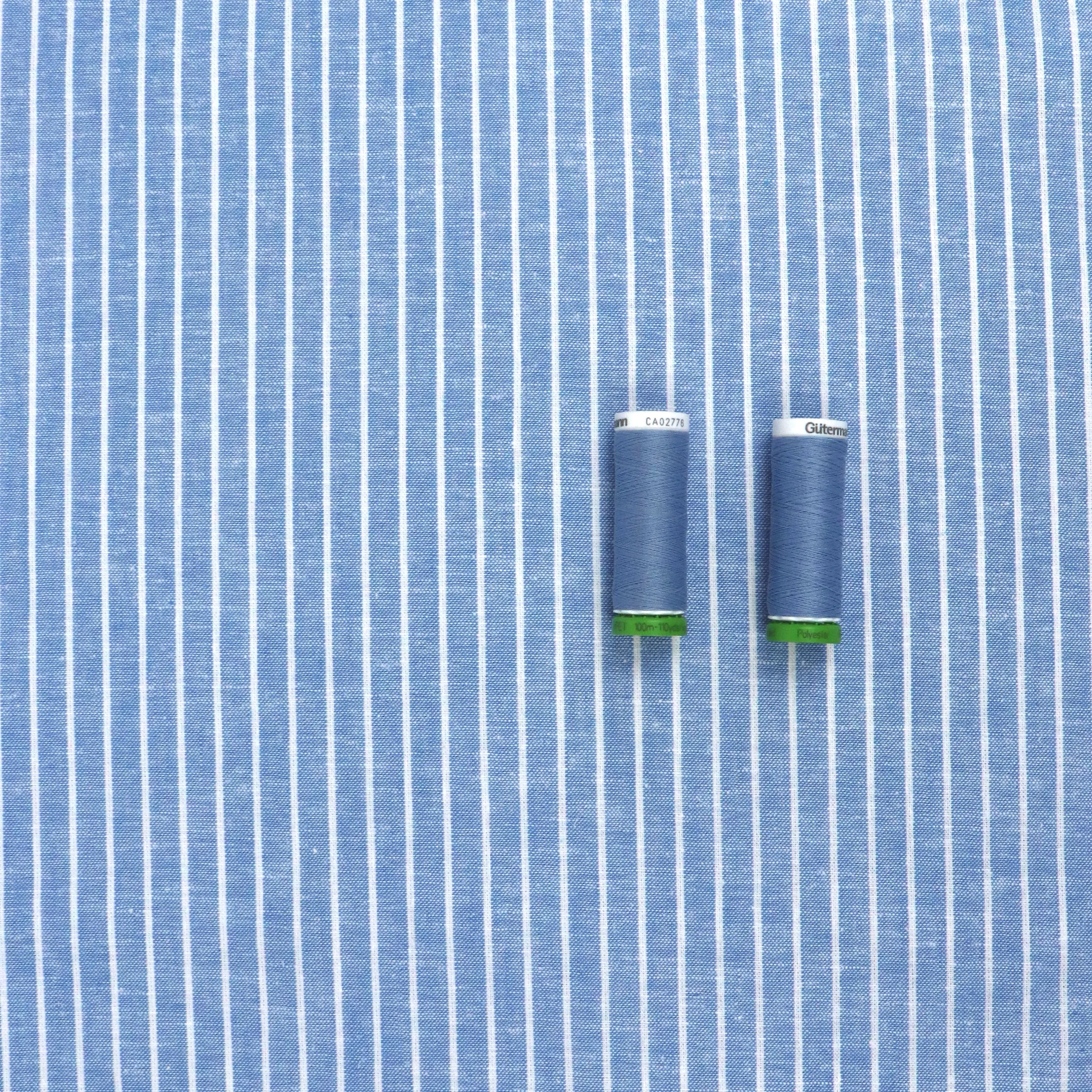 Cotton Linen - Marled Sky Blue - Stripe