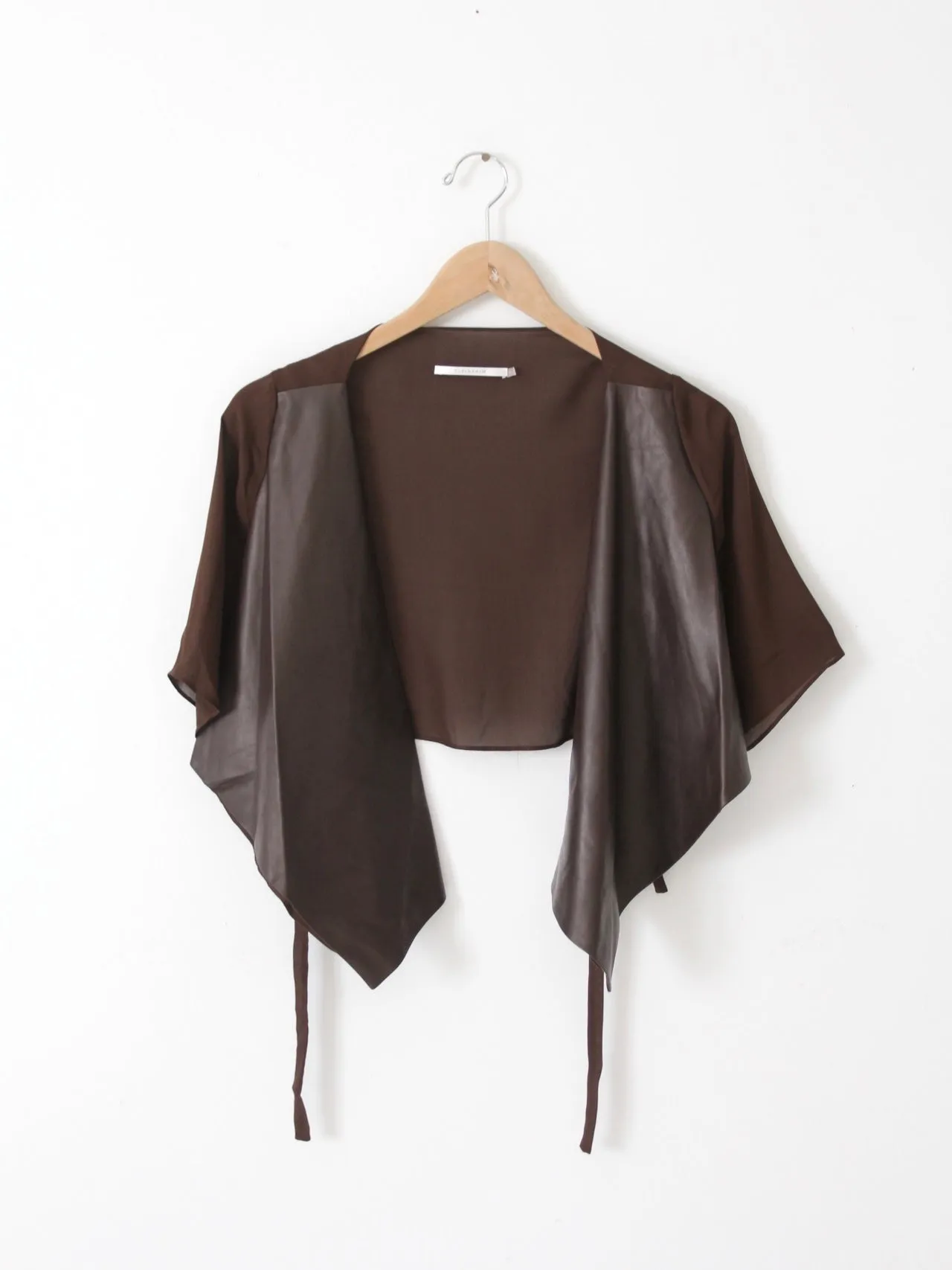 Elaine Kim leather & chiffon crop jacket