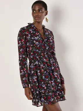 Floral Ruffle Chiffon Mini Dress