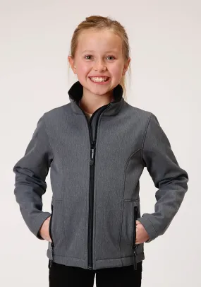 GIRLS  HEATHERED GREY SOFTSHELL TECH JACKET