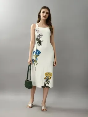 Graceful White Floral Bodycon Dress