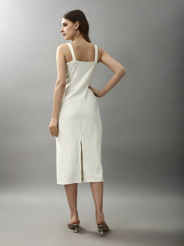 Graceful White Floral Bodycon Dress