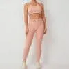 Imitation denim pocket tight adjustable waist with belt sports two-piece set 5colors