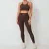 Imitation denim pocket tight adjustable waist with belt sports two-piece set 5colors