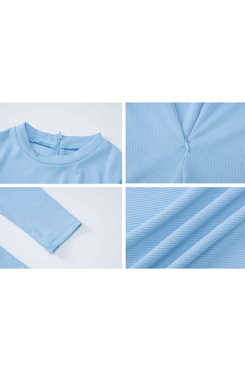 JF753 Ribbed Knit Long Sleeve Jumpsuit