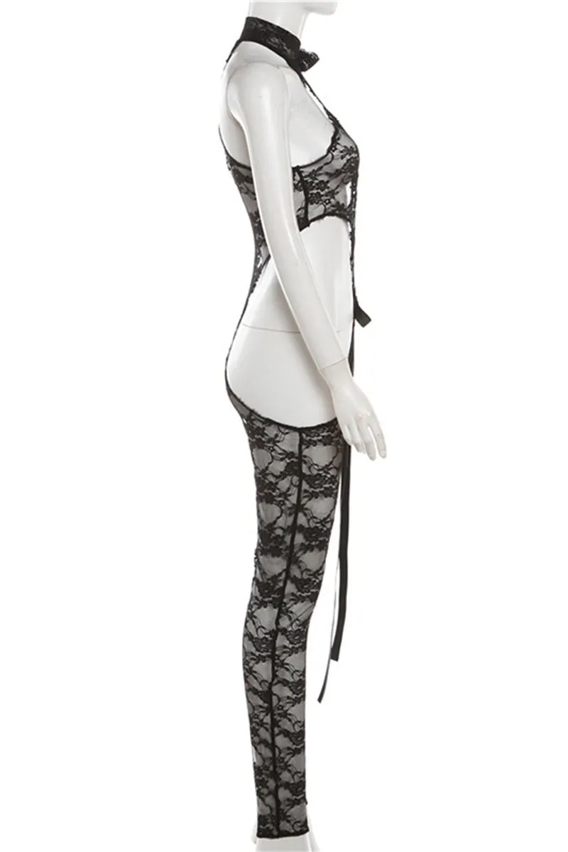 JJ657 Lace Cut-Out Jumpsuit