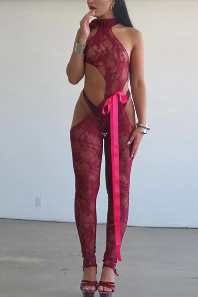 JJ657 Lace Cut-Out Jumpsuit