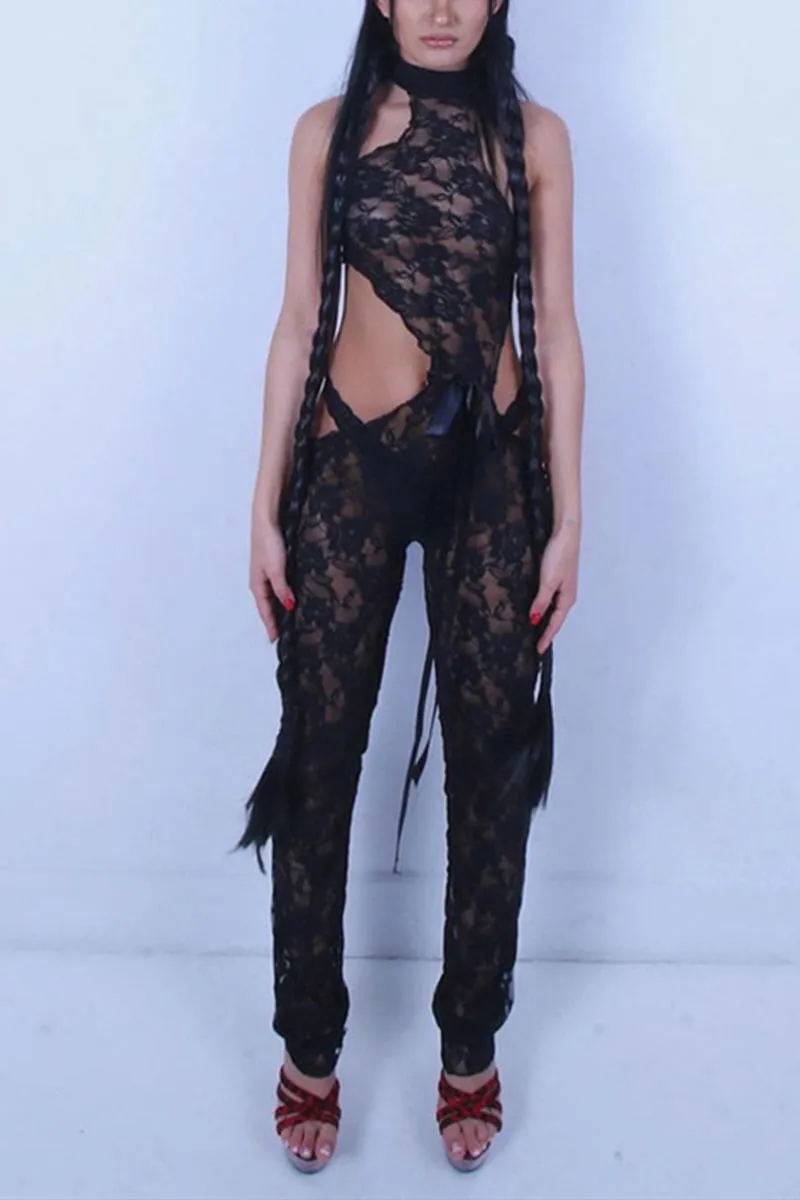 JJ657 Lace Cut-Out Jumpsuit