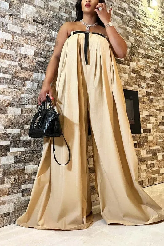 JZ415 Strapless Wide Leg Jumpsuits