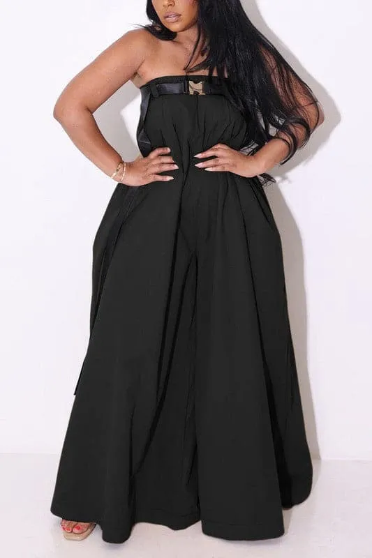 JZ415 Strapless Wide Leg Jumpsuits