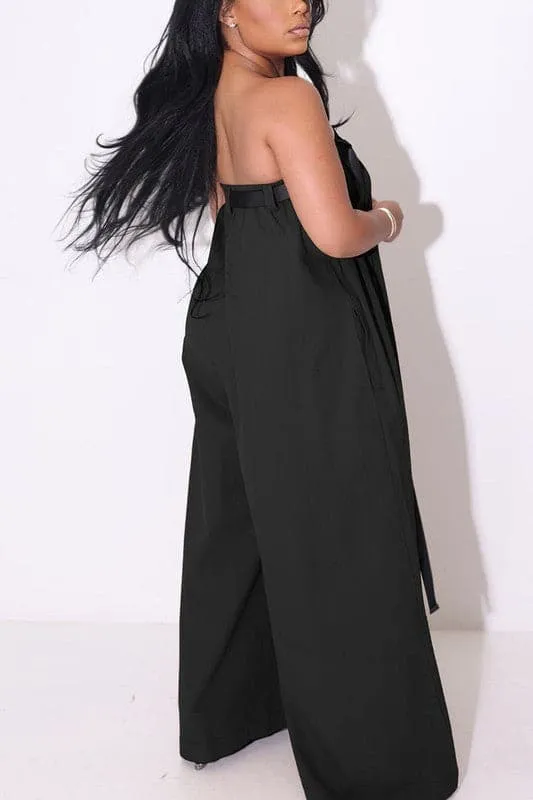 JZ415 Strapless Wide Leg Jumpsuits