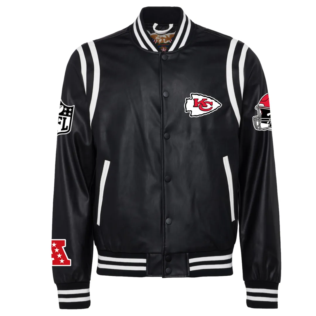 KANSAS CITY CHIEFS VEGAN LEATHER JACKET Black/White