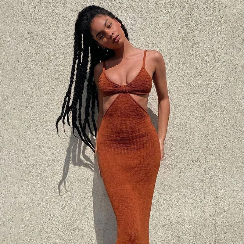 Knitted Cut Out Maxi Dress