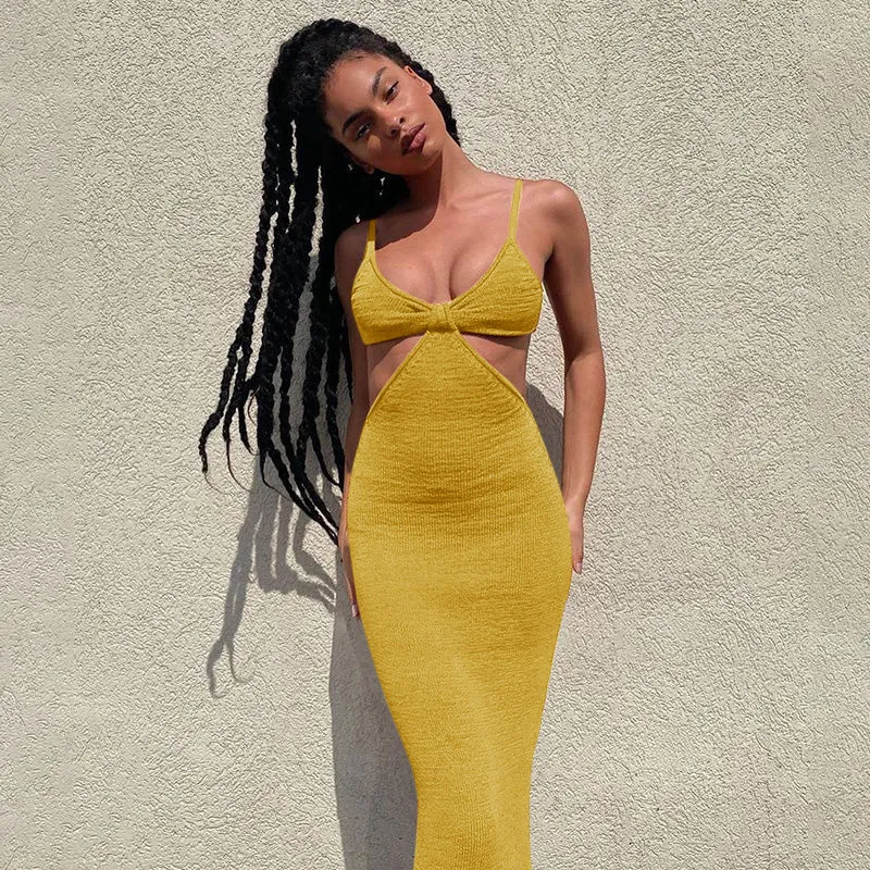 Knitted Cut Out Maxi Dress