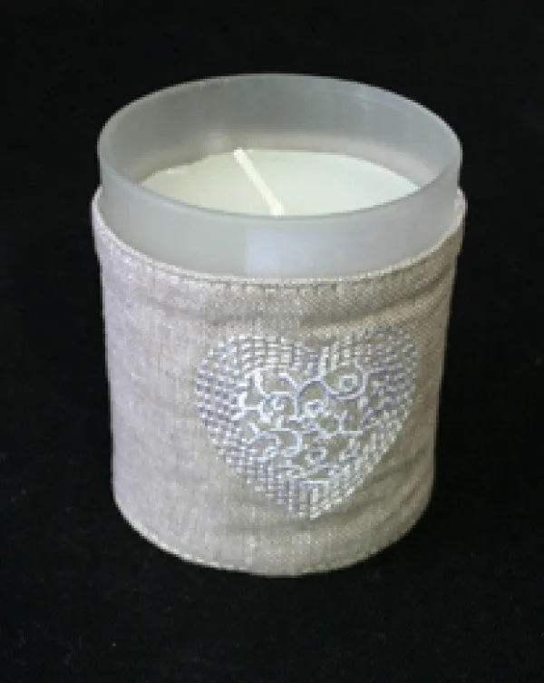 Linen candle in jar